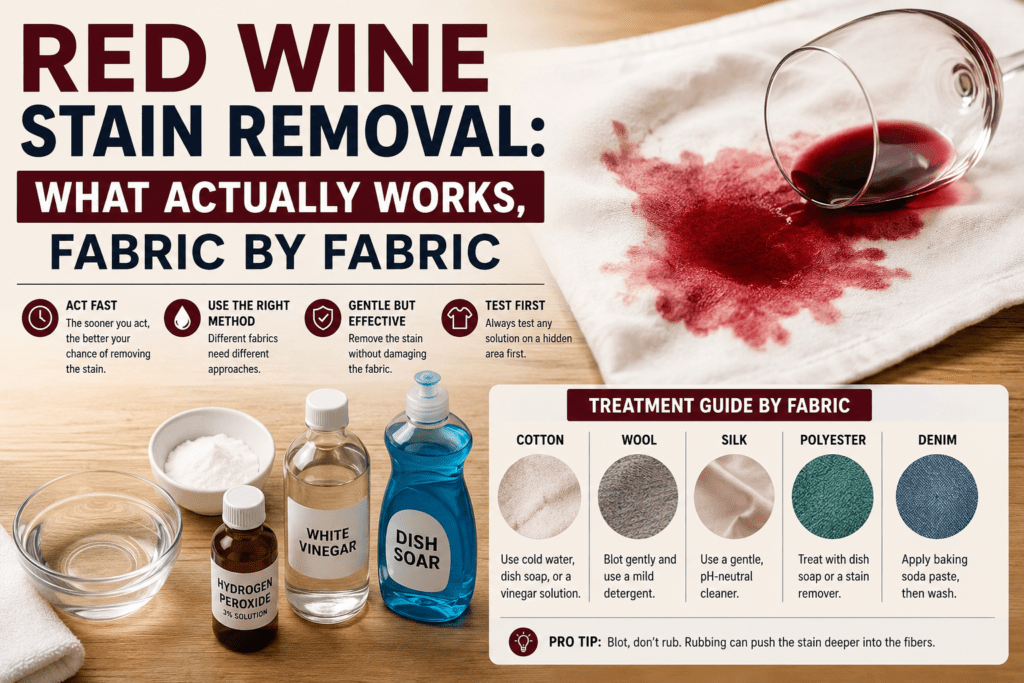 how to remove red wine from clothes